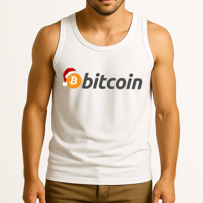 Bitcoin With Christmas Hat Funny Bitcoin With Santa Hat Funny Bitcoin Crypto Tank Top
