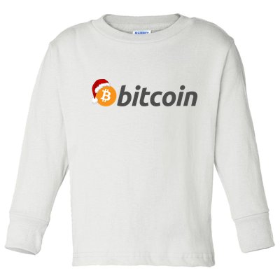 Bitcoin With Christmas Hat Funny Bitcoin With Santa Hat Funny Bitcoin Crypto Toddler Long Sleeve Shirt