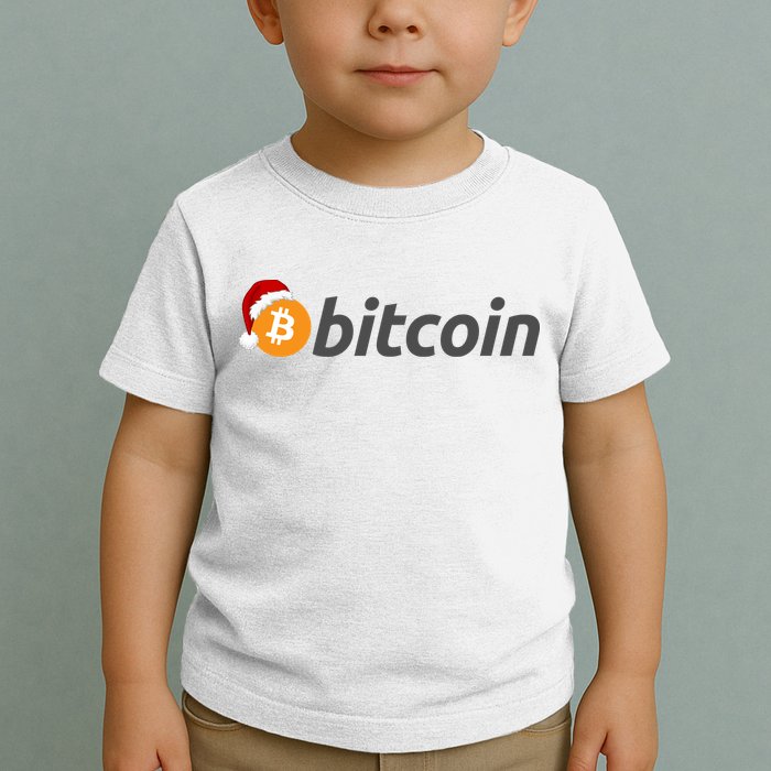 Bitcoin With Christmas Hat Funny Bitcoin With Santa Hat Funny Bitcoin Crypto Toddler T-Shirt