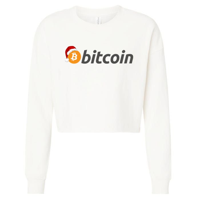 Bitcoin With Christmas Hat Funny Bitcoin With Santa Hat Funny Bitcoin Crypto Cropped Pullover Crew