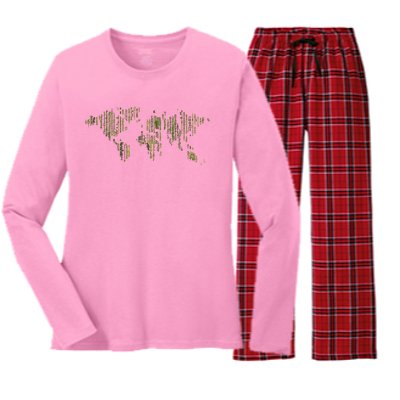 Binary World Computer Coding Programmer Women's Long Sleeve Flannel Pajama Set 