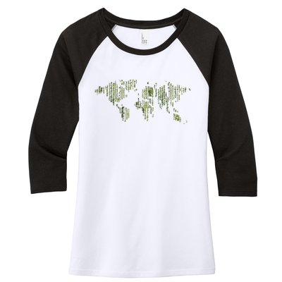 Binary World Computer Coding Programmer Women's Tri-Blend 3/4-Sleeve Raglan Shirt