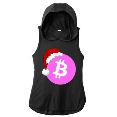 Bitcoin With Christmas Hat Funny Bitcoin Crypto Funny Bitcoin With Santa Hat Ladies PosiCharge Tri-Blend Wicking Draft Hoodie Tank