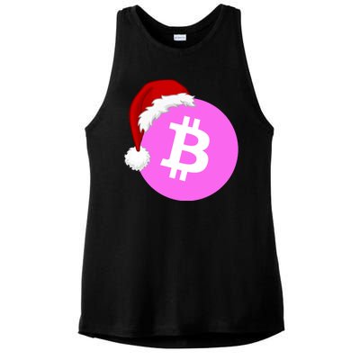 Bitcoin With Christmas Hat Funny Bitcoin Crypto Funny Bitcoin With Santa Hat Ladies PosiCharge Tri-Blend Wicking Tank