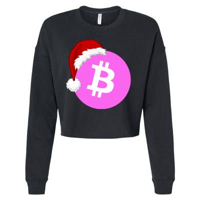 Bitcoin With Christmas Hat Funny Bitcoin Crypto Funny Bitcoin With Santa Hat Cropped Pullover Crew