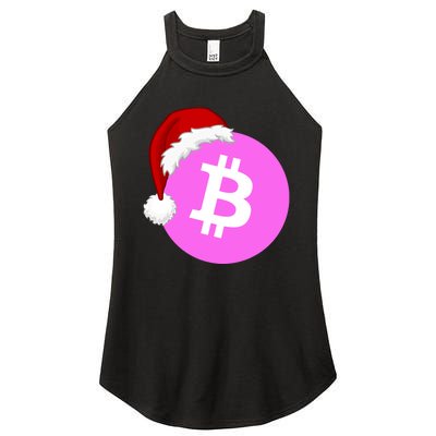 Bitcoin With Christmas Hat Funny Bitcoin Crypto Funny Bitcoin With Santa Hat Women's Perfect Tri Rocker Tank