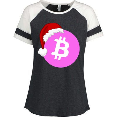 Bitcoin With Christmas Hat Funny Bitcoin Crypto Funny Bitcoin With Santa Hat Enza Ladies Jersey Colorblock Tee