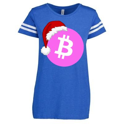 Bitcoin With Christmas Hat Funny Bitcoin Crypto Funny Bitcoin With Santa Hat Enza Ladies Jersey Football T-Shirt