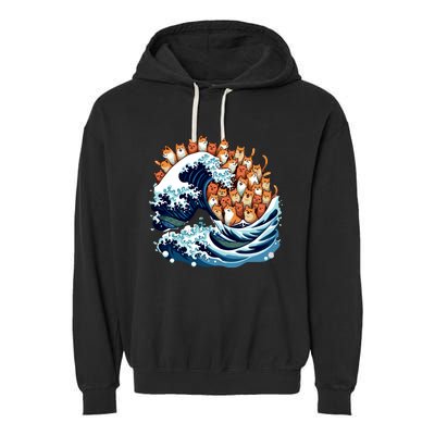 Blue Wave Cat For Kamala Harris Garment-Dyed Fleece Hoodie