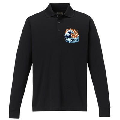 Blue Wave Cat For Kamala Harris Performance Long Sleeve Polo