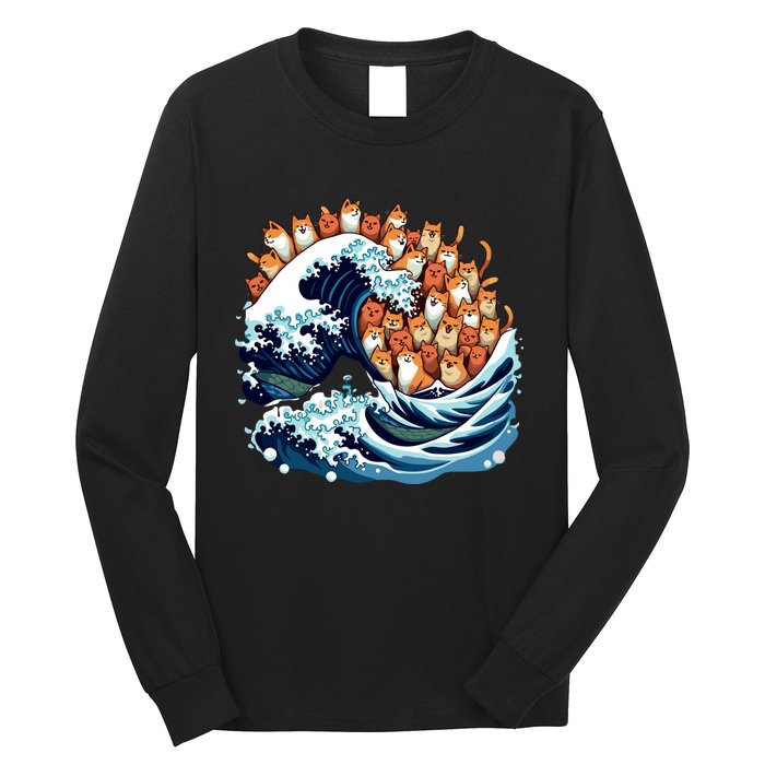 Blue Wave Cat For Kamala Harris Long Sleeve Shirt