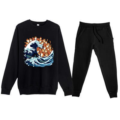 Blue Wave Cat For Kamala Harris Premium Crewneck Sweatsuit Set