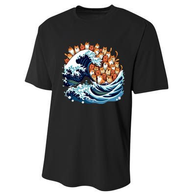 Blue Wave Cat For Kamala Harris Performance Sprint T-Shirt