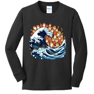 Blue Wave Cat For Kamala Harris Kids Long Sleeve Shirt