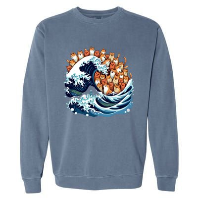 Blue Wave Cat For Kamala Harris Garment-Dyed Sweatshirt