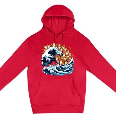 Blue Wave Cat For Kamala Harris Premium Pullover Hoodie