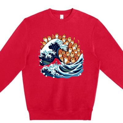 Blue Wave Cat For Kamala Harris Premium Crewneck Sweatshirt