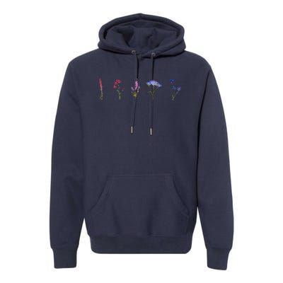 Bisexual Wildflowers Cute Pride Flowers Premium Hoodie