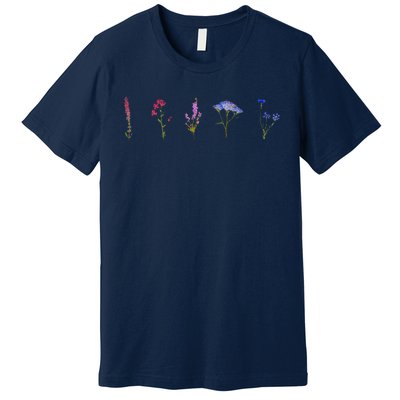 Bisexual Wildflowers Cute Pride Flowers Premium T-Shirt