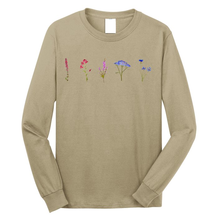 Bisexual Wildflowers Cute Pride Flowers Long Sleeve Shirt