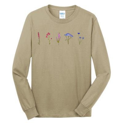 Bisexual Wildflowers Cute Pride Flowers Tall Long Sleeve T-Shirt