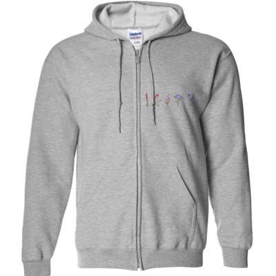 Bisexual Wildflowers Cute Pride Flowers Full Zip Hoodie