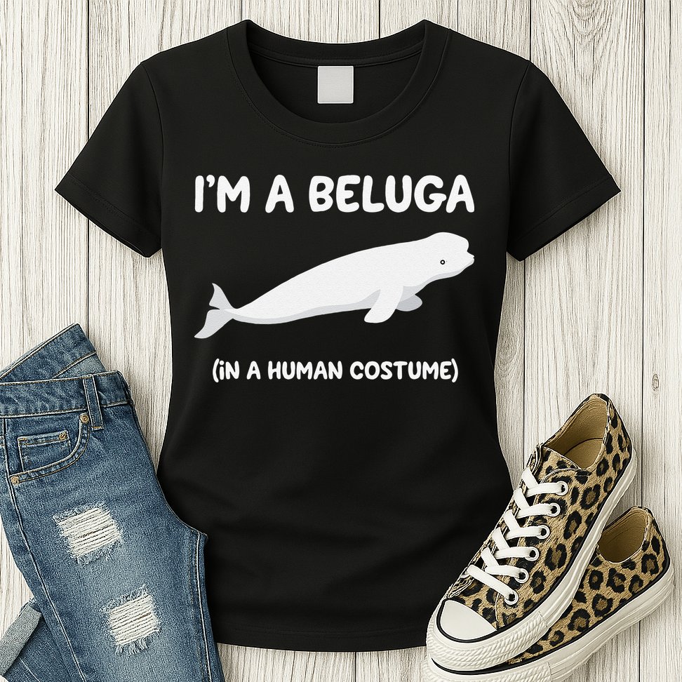 Beluga Whale Costume I'm A Beluga In A Human Costume Funny Womens T-Shirt