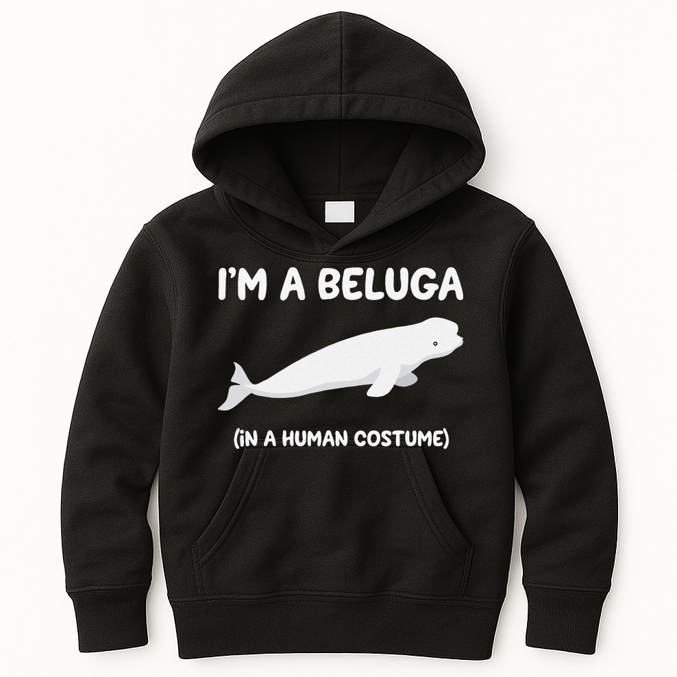 Beluga Whale Costume I'm A Beluga In A Human Costume Funny Kids Hoodie