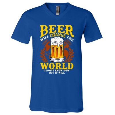 Beer Will Change The World I Don't Know How But It Will Gift V-Neck T-Shirt