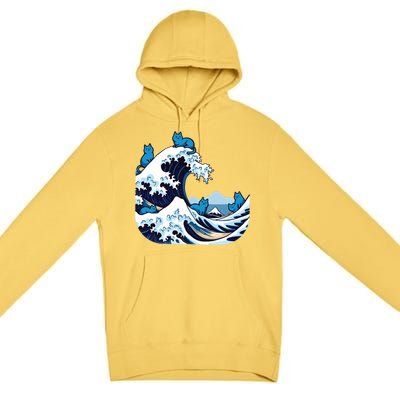 Blue Wave Cats For Kamala Harris Premium Pullover Hoodie