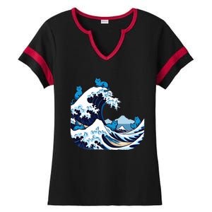 Blue Wave Cats For Kamala Harris Ladies Halftime Notch Neck Tee