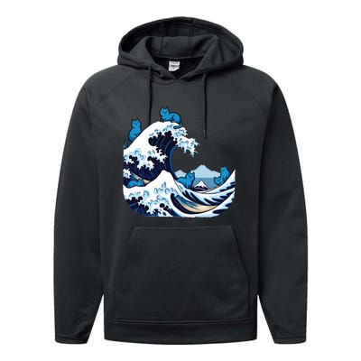 Blue Wave Cats For Kamala Harris Performance Fleece Hoodie