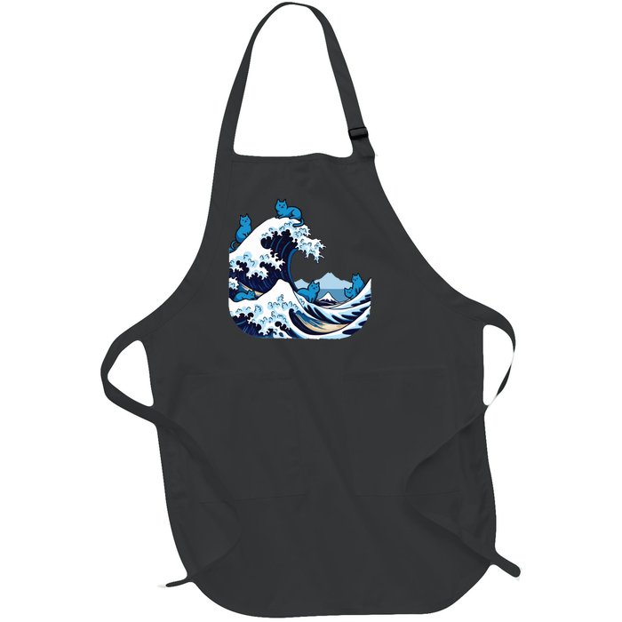 Blue Wave Cats For Kamala Harris Full-Length Apron With Pockets