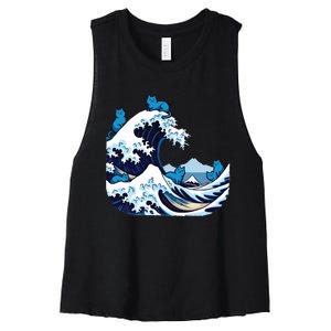 Blue Wave Cats For Kamala Harris Women's Racerback Cropped Tank