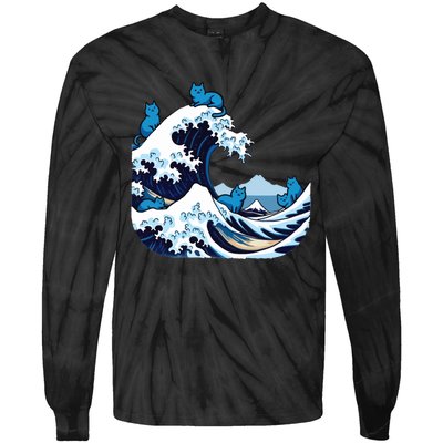 Blue Wave Cats For Kamala Harris Tie-Dye Long Sleeve Shirt