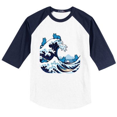 Blue Wave Cats For Kamala Harris Baseball Sleeve Shirt