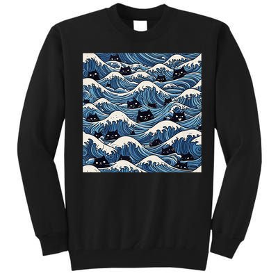 Blue Wave Cat Ladies For Kamala Harris President 2024 Gift Tall Sweatshirt