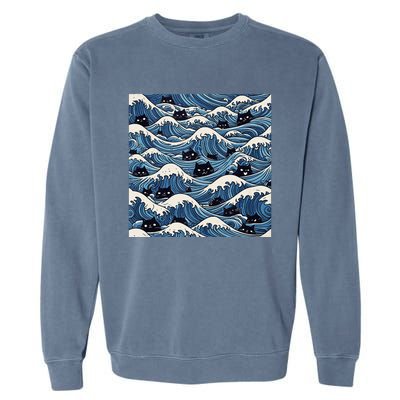 Blue Wave Cat Ladies For Kamala Harris President 2024 Gift Garment-Dyed Sweatshirt