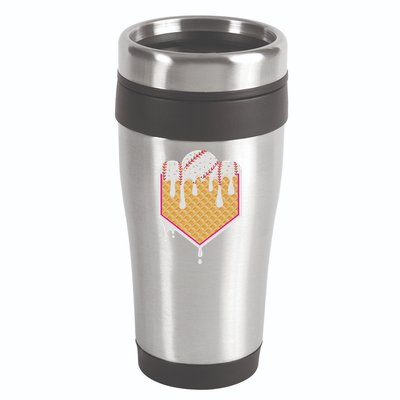 Baseball Waffle Cone Home Plate With Ice Cream Drip 16oz Travel Tumbler