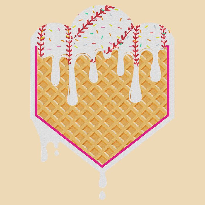 Baseball Waffle Cone Home Plate With Ice Cream Drip Drawstring Bag