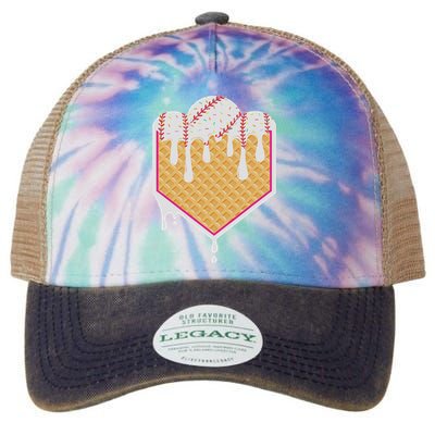 Baseball Waffle Cone Home Plate With Ice Cream Drip Legacy Tie Dye Trucker Hat