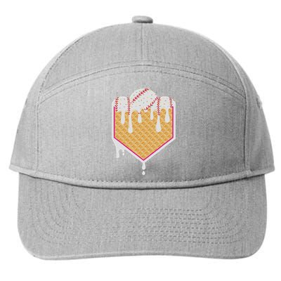 Baseball Waffle Cone Home Plate With Ice Cream Drip 7-Panel Snapback Hat