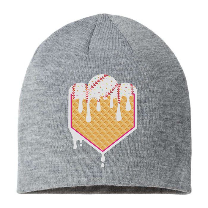 Baseball Waffle Cone Home Plate With Ice Cream Drip Sustainable Beanie