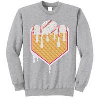 Baseball Waffle Cone Home Plate With Ice Cream Drip Tall Sweatshirt