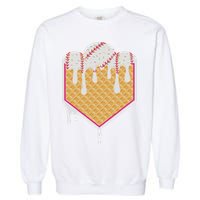 Baseball Waffle Cone Home Plate With Ice Cream Drip Garment-Dyed Sweatshirt