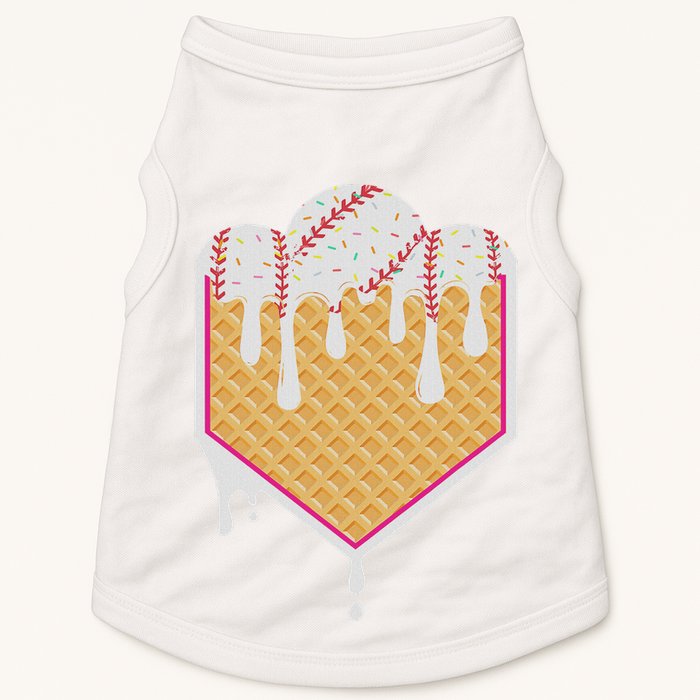 Baseball Waffle Cone Home Plate With Ice Cream Drip Doggie Tank