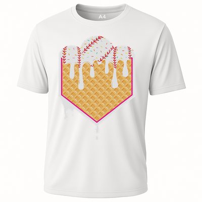 Baseball Waffle Cone Home Plate With Ice Cream Drip Performance Shirt
