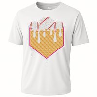 Baseball Waffle Cone Home Plate With Ice Cream Drip Performance Shirt