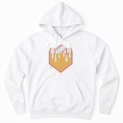 Baseball Waffle Cone Home Plate With Ice Cream Drip Hoodie