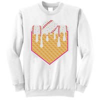 Baseball Waffle Cone Home Plate With Ice Cream Drip Sweatshirt